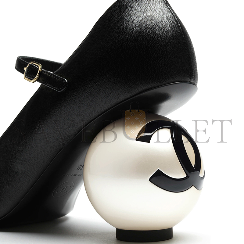 Ch**el mary janes lambskin, patent calfskin & imitation pearls g46775
